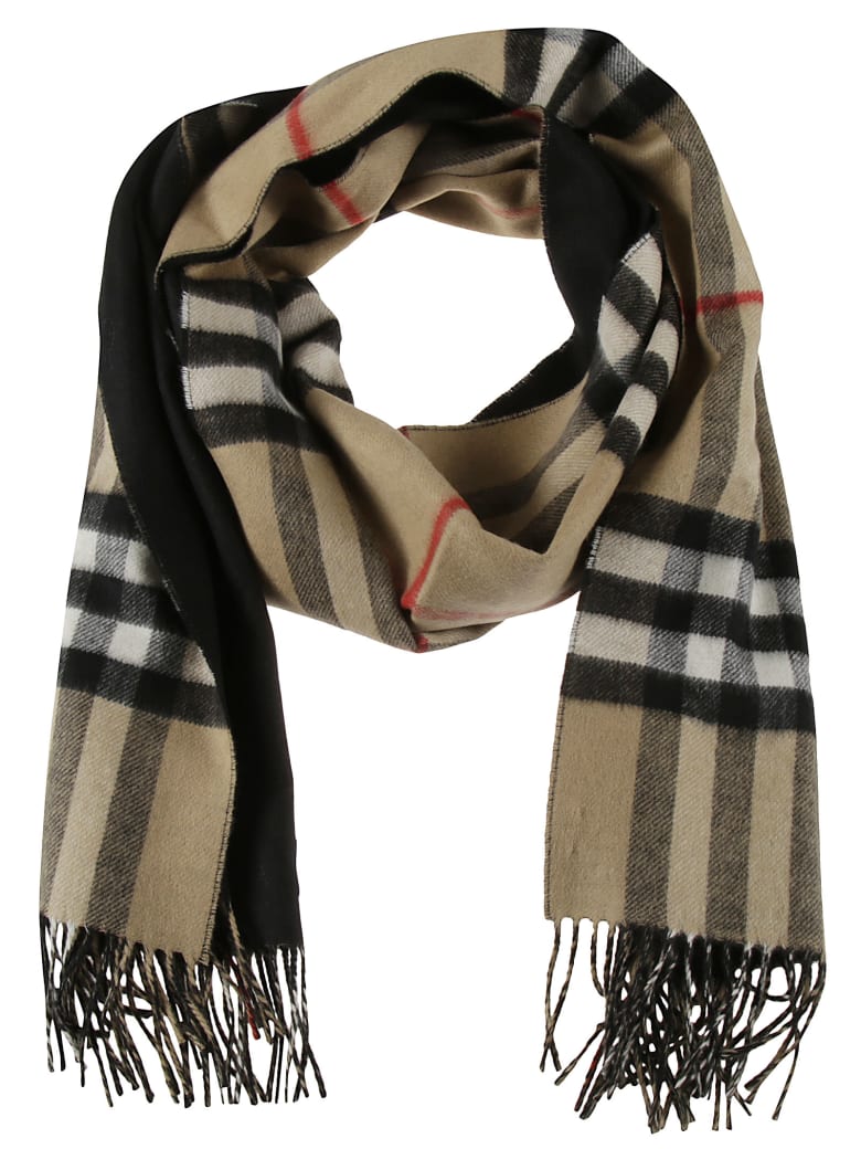 Burberry Giant Check Fringed Scarf - Black