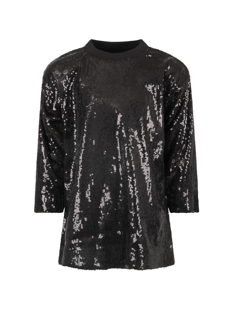 MSGM MSGM Black Girl Sequined Dresswith White Logo - Black - 10994513 ...