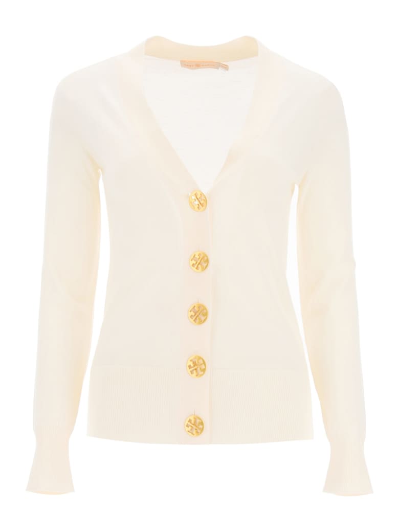 tory burch black cardigan with gold buttons