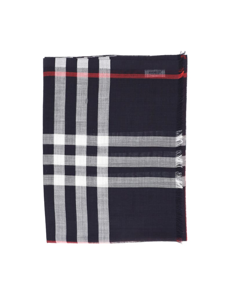 Burberry Giant Check Gauze Scarf - Blu