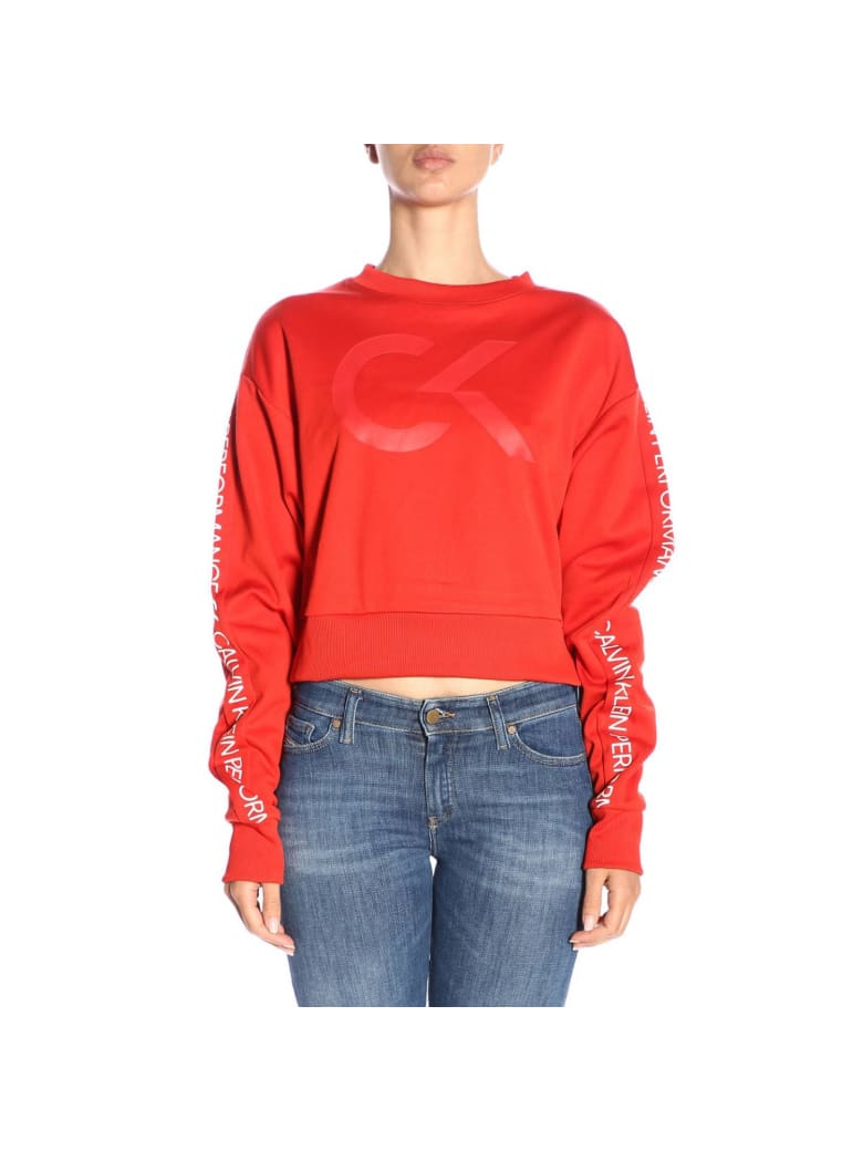 calvin klein red sweater dress