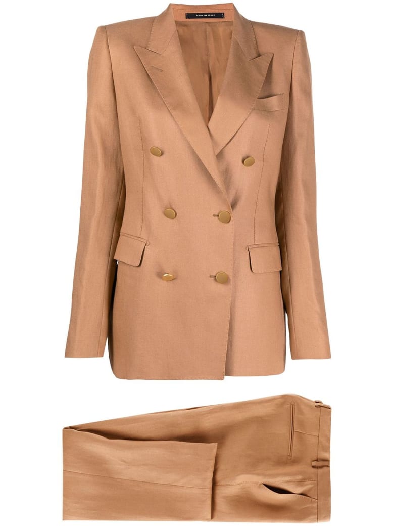 Tagliatore Camel-brown Linen Suit - Cammello