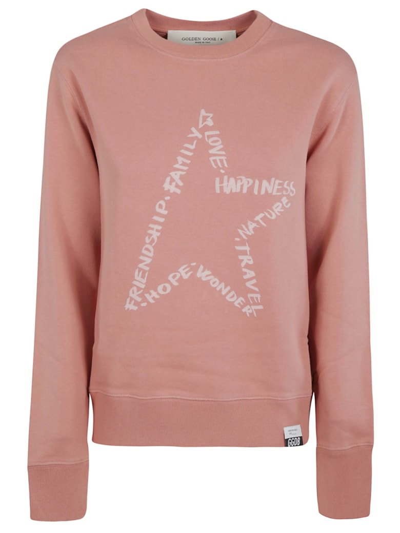 Golden Goose Athena Crewneck Star Values Sweatshirt - Desert Sand/White