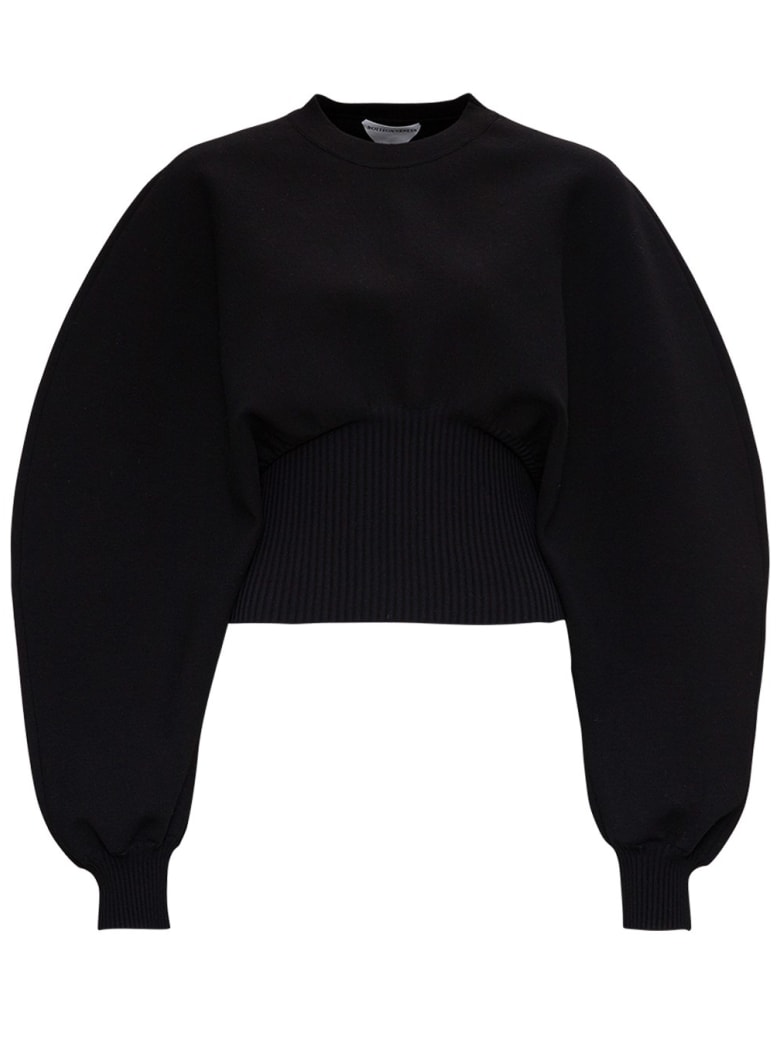 Bottega Veneta Stretch Wool Sweater With Oversize Sleeves - Black