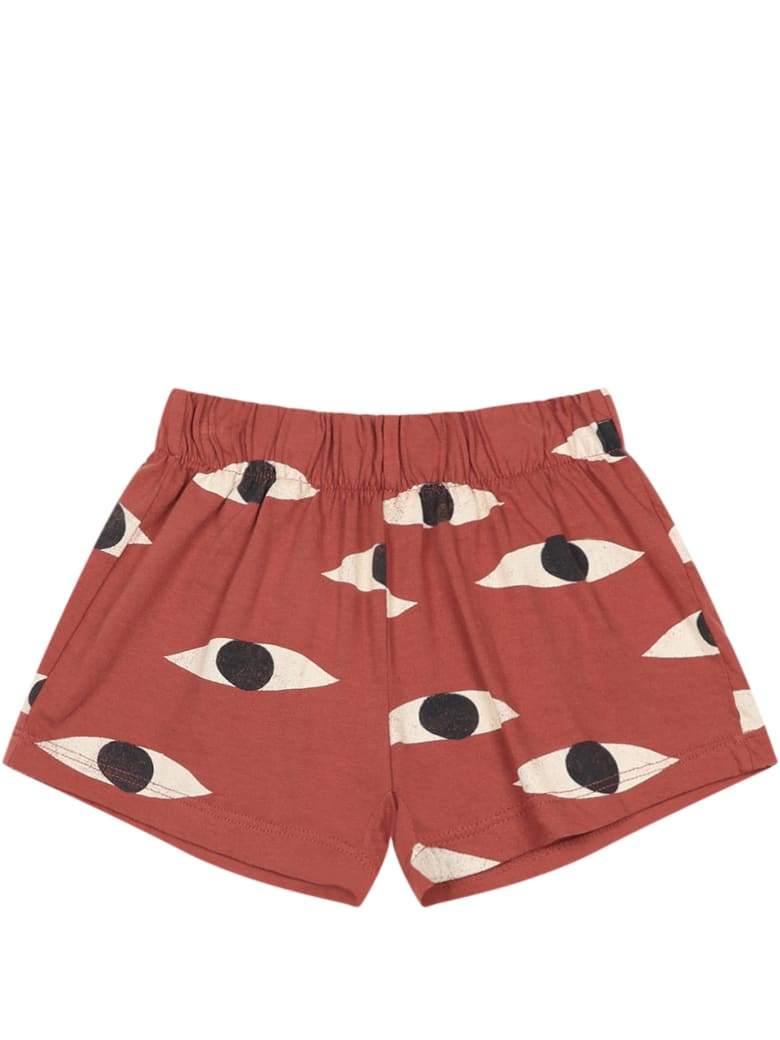 Bobo Choses Brown Short For Girl With Eyes - Brown