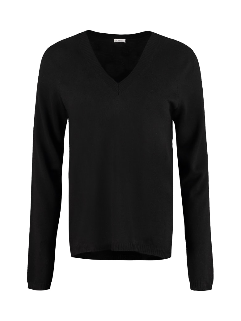 Parosh Loon Wool V-neck Sweater - black