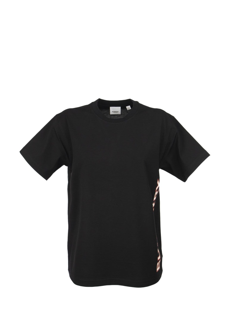 Burberry Carrick - Logo Print Cotton Oversized T-shirt - Black
