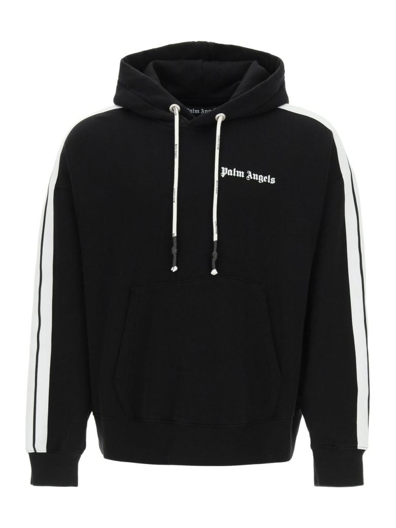 Palm Angels Hooded Sweatshirt With Logo And Bands - Nero