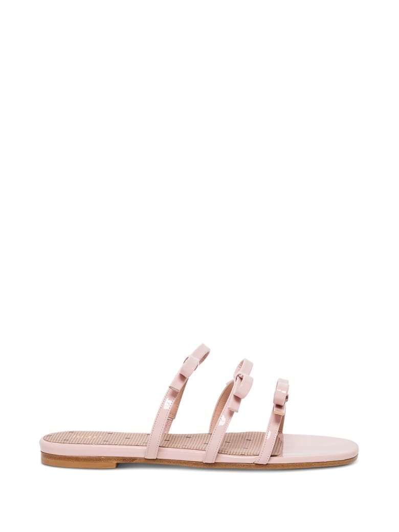 RED Valentino Patent Leather Sandals With Bows Detail - Pink