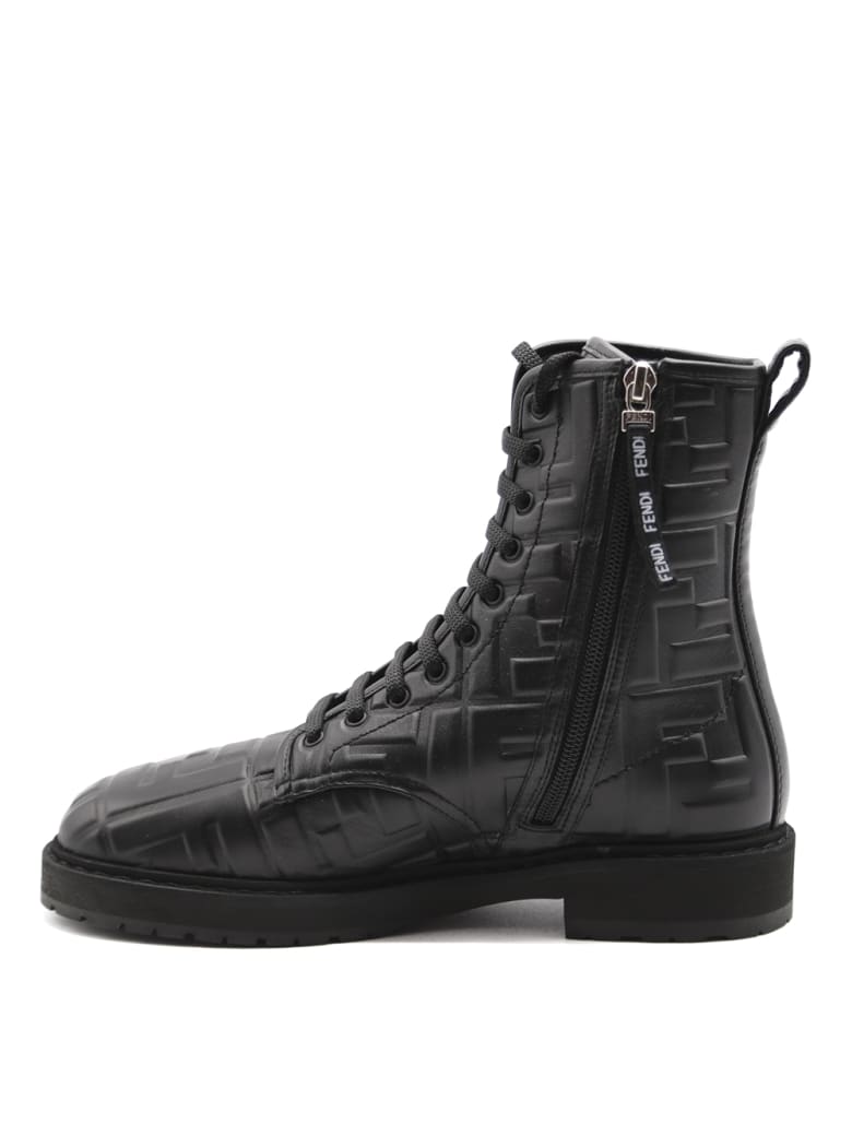 fendi black leather biker boots
