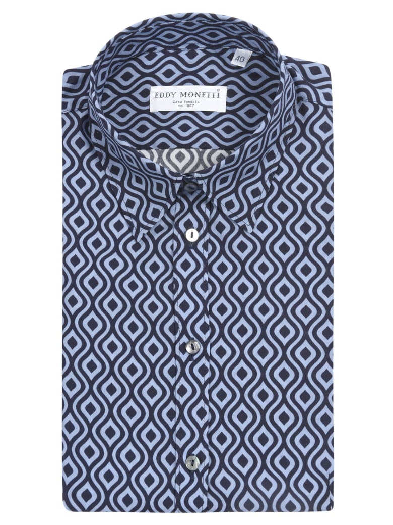 Eddy Monetti Fantasy Silk Shirt - Azure/Blue