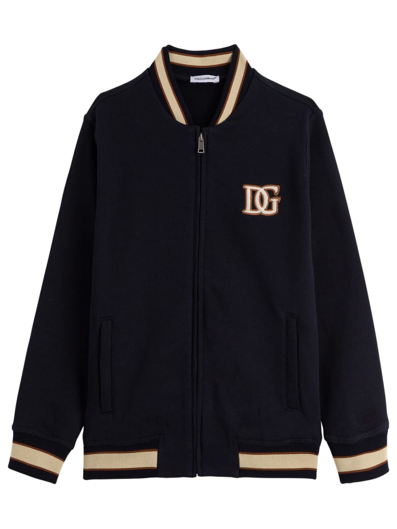 Dolce & Gabbana Cotton Sweatshirt With Logo Patch - Blu
