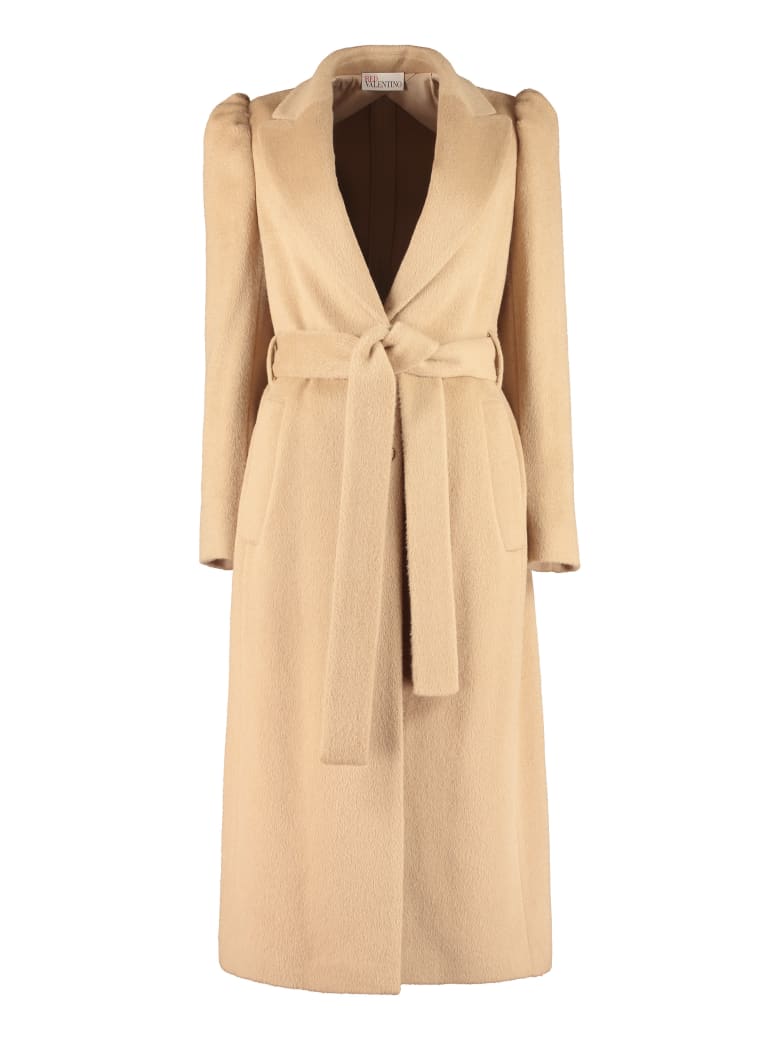 RED Valentino Long Alpaca Blend Coat - Camel