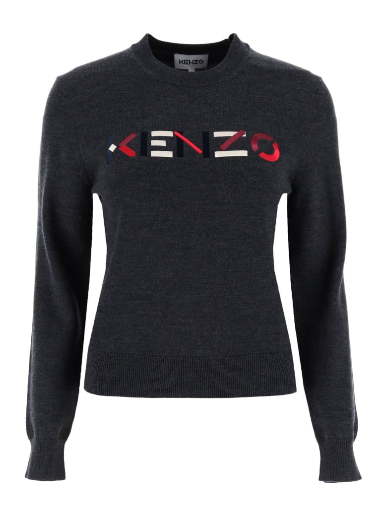Kenzo Logo Embroidery Sweater - Grigio scuro