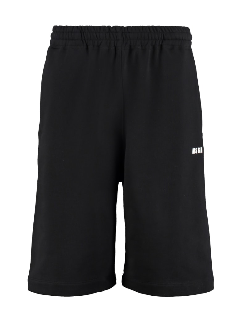 MSGM Logo Print Sweatshorts - black