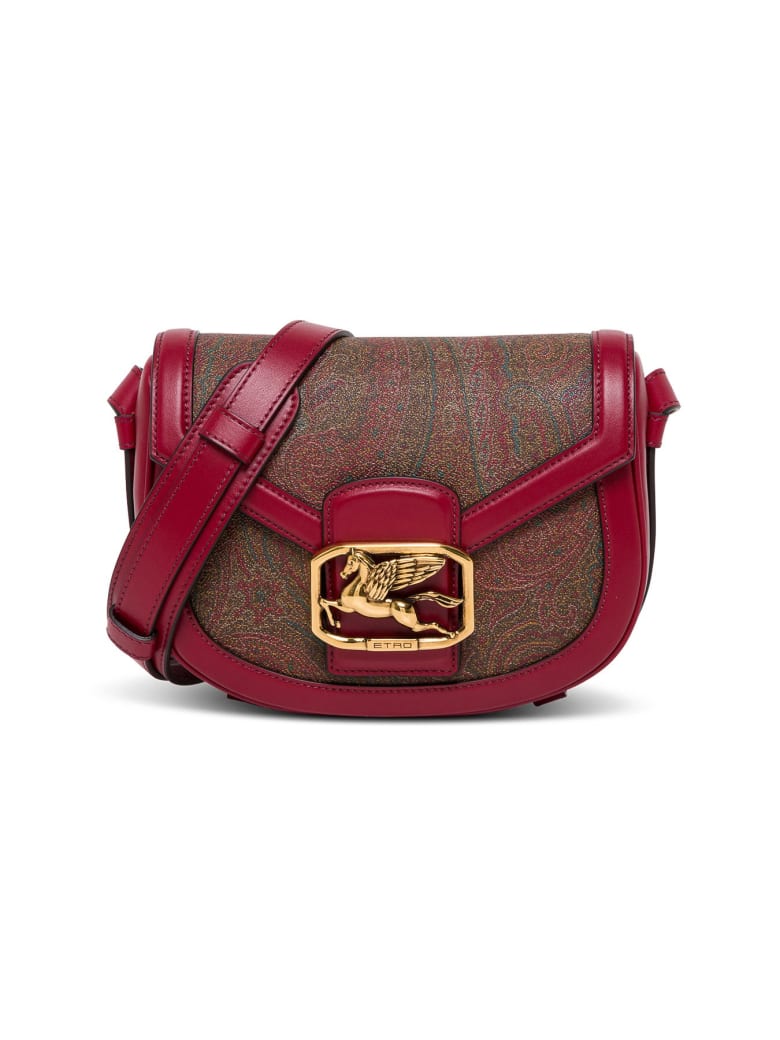 Etro Pegaso Crossbody Bag In Red Leather - Red