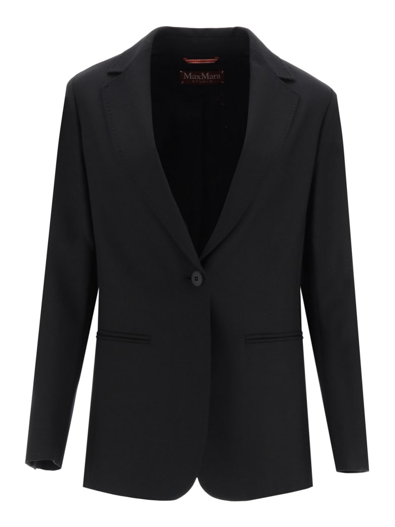 Max Mara Studio Cecina Blazer In Stretch Wool - NERO (Black)