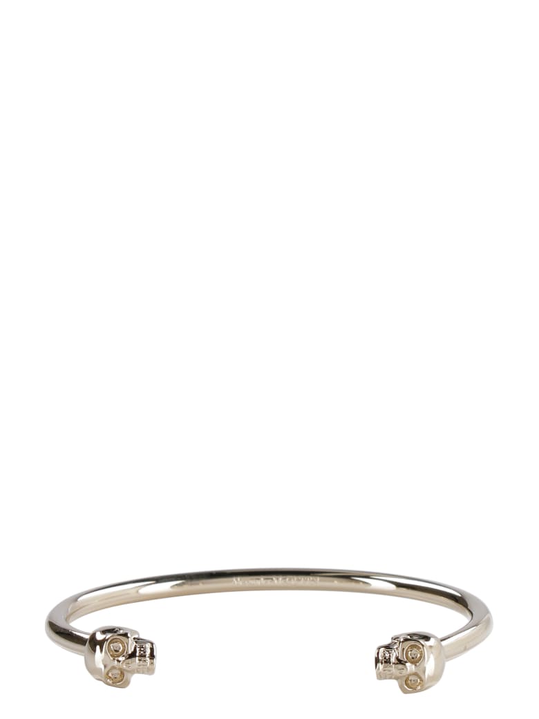 Alexander McQueen Twin Skull Brass Bracelet - Gold