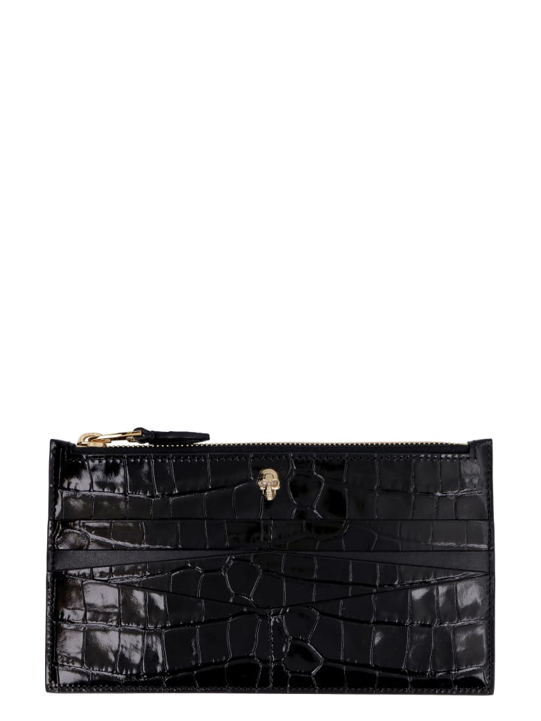 Alexander McQueen Croco-print Leather Wallet - black