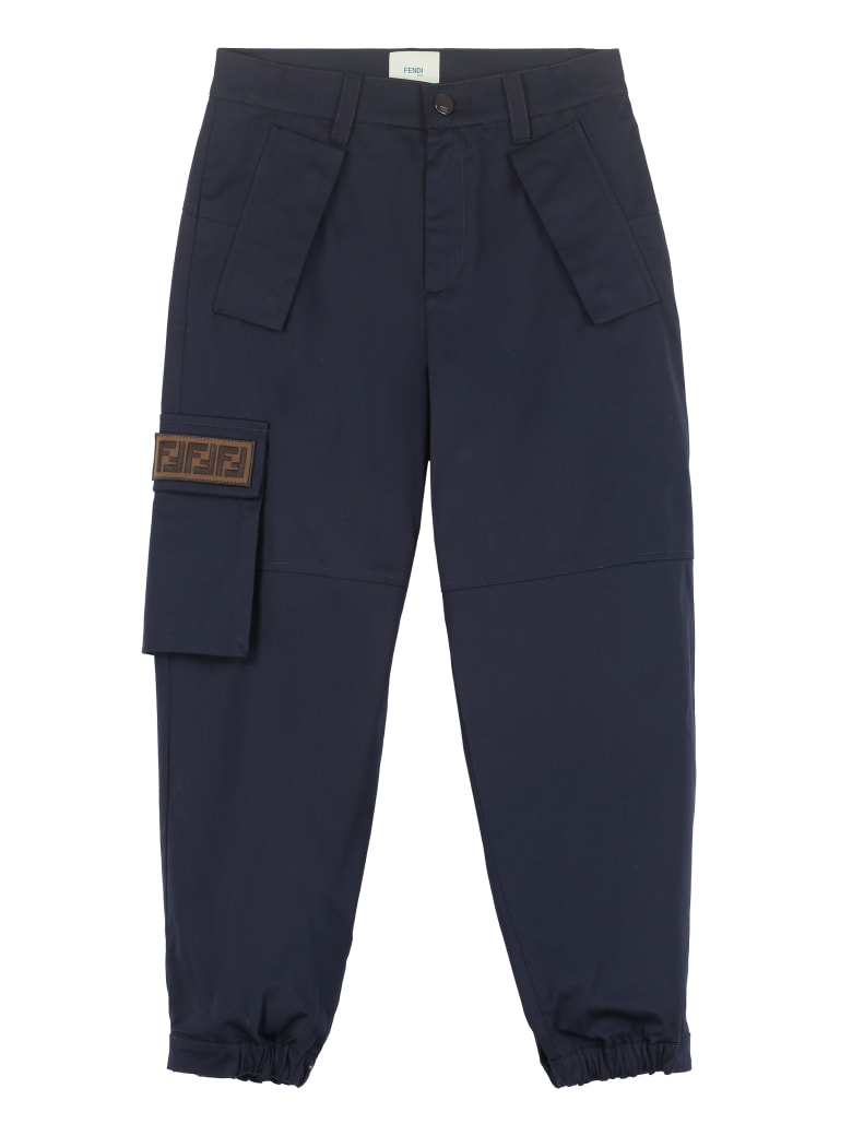 Fendi Stretch Cotton Trousers - blue