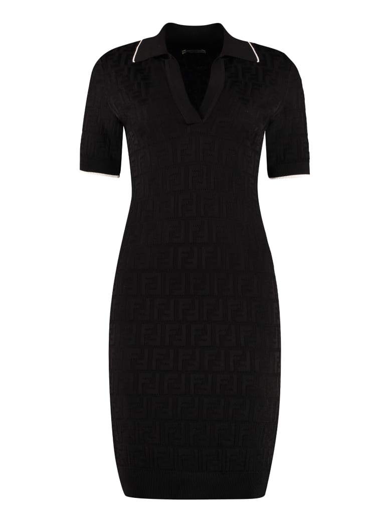 Fendi Knitted Sheath Dress - black