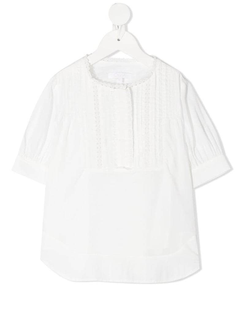 Chloé White Cotton Shirt With Lace Inserts - White