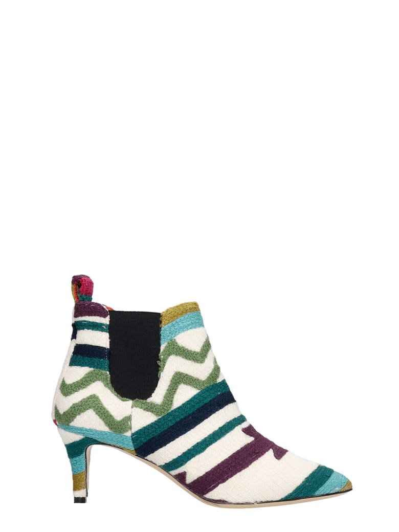 Bams High Heels Ankle Boots In White Fabric - white