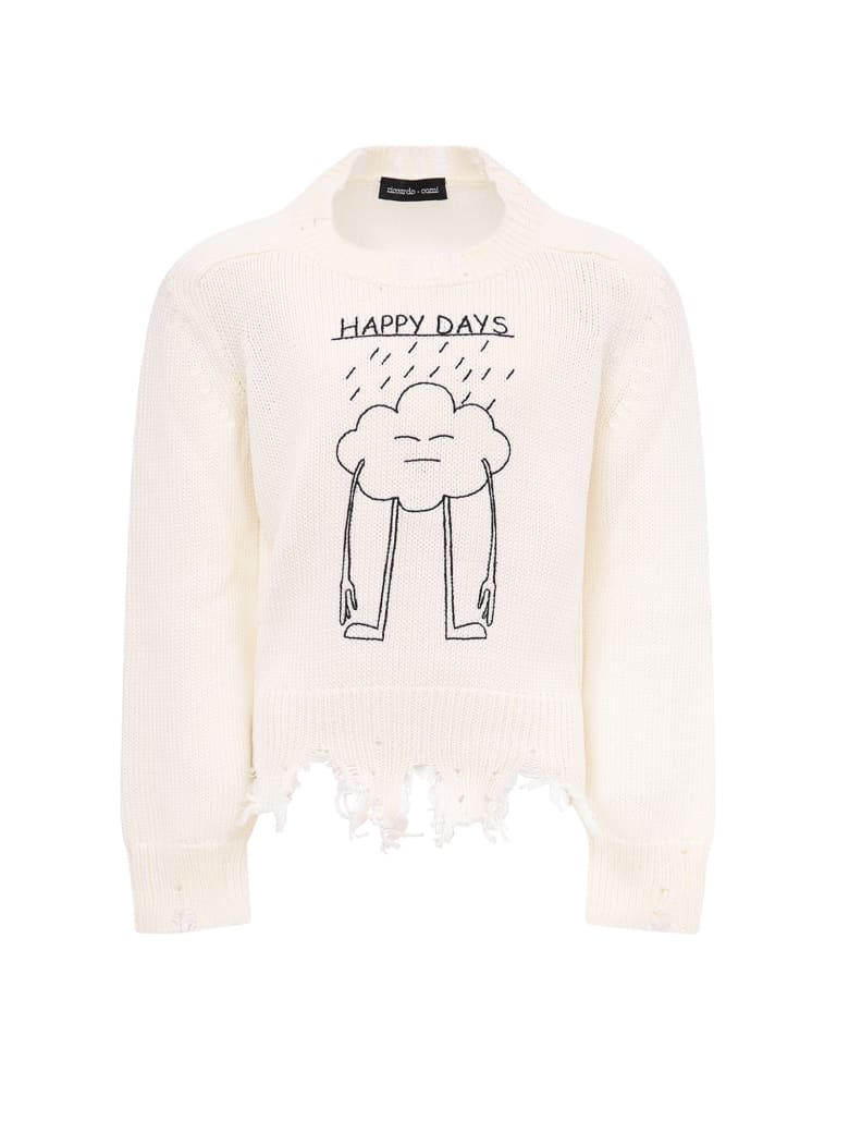 Riccardo Comi White "happy Day" Sweater For Kids - White