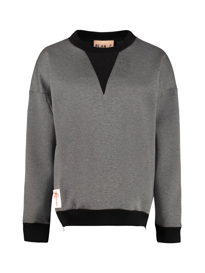 Plan C Cotton Crew-neck Sweatshirt - grey