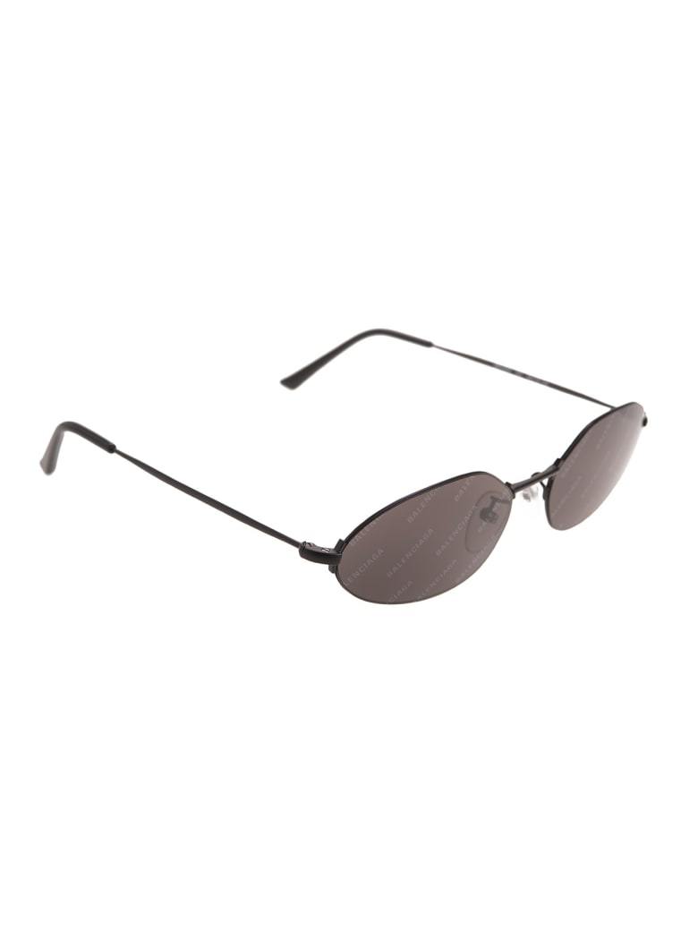 Balenciaga Black Invisible Oval Sunglasses - Silver/black logo