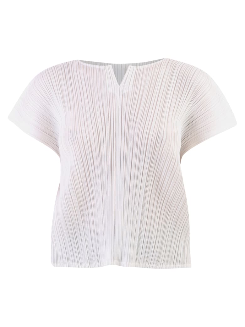 Issey Miyake Pleated Blouse - White