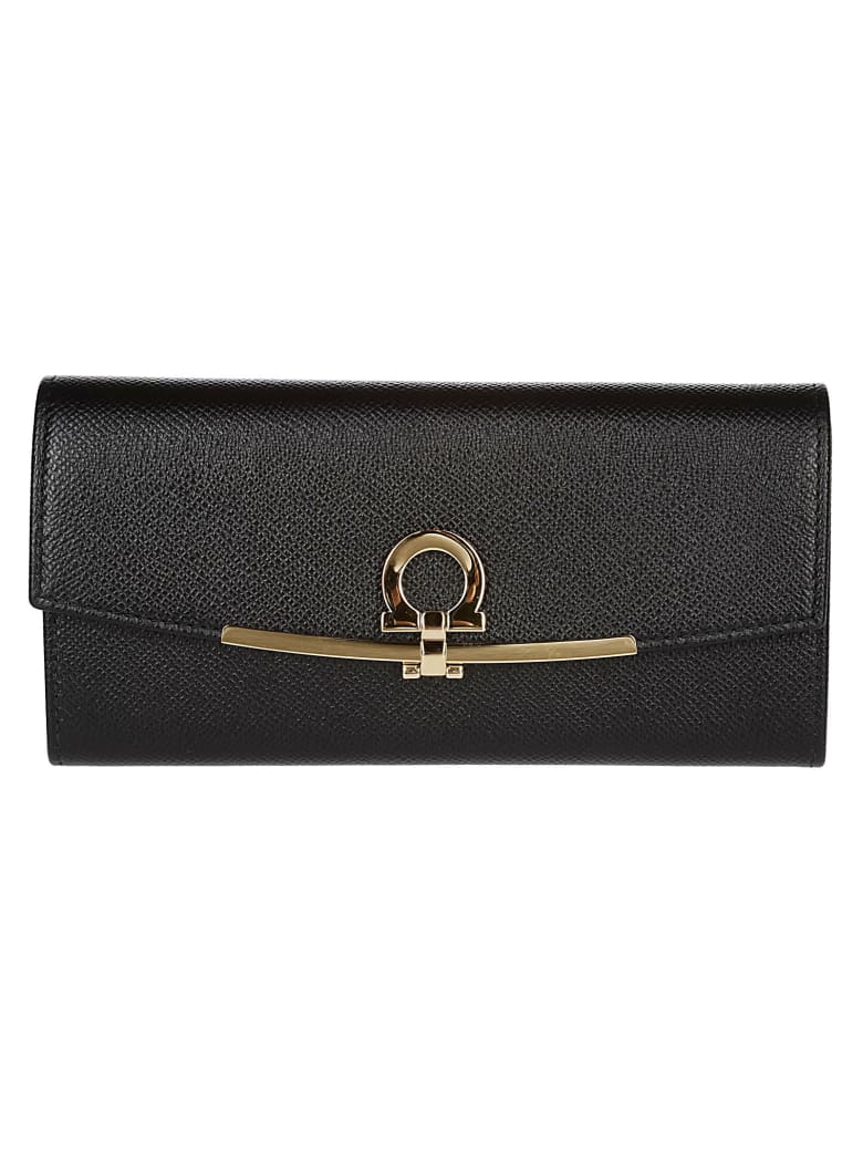 Salvatore Ferragamo Black Leather Wallet - Black