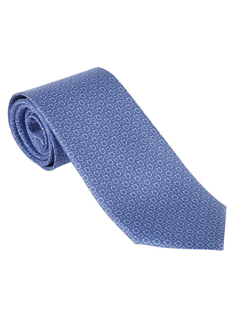 Salvatore Ferragamo Ivory Tie - Ivory/Royal Azure