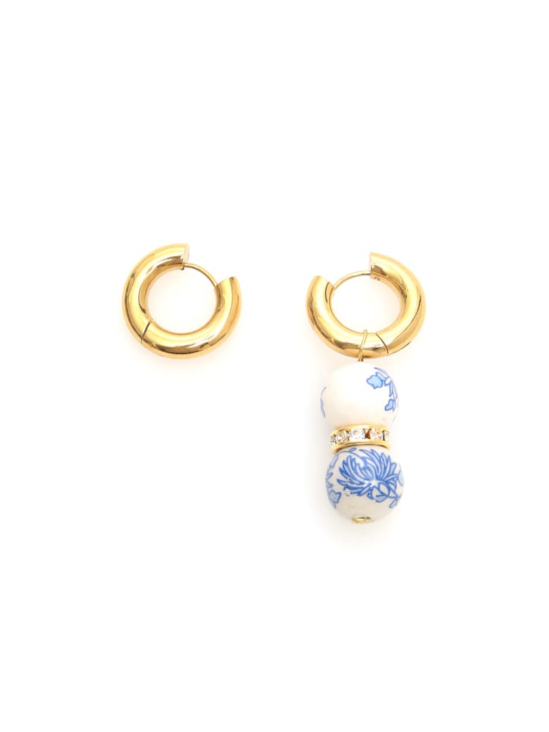 Timeless Pearly Single Pendant Earrings - WHITE BLUE GOLD (Gold)
