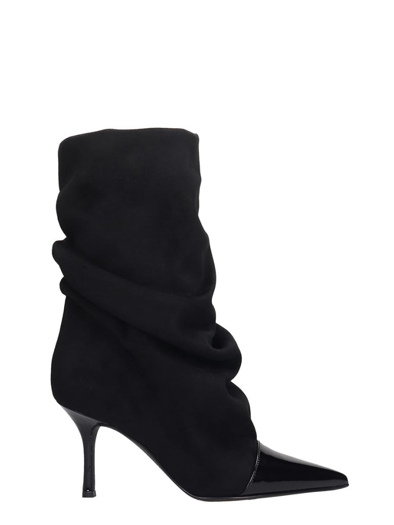 Marc Ellis Marc Ellis High Heels Ankle Boots In Black Suede Marc Ellis Marc Ellis High Heels Ankle Boots In Black Satin