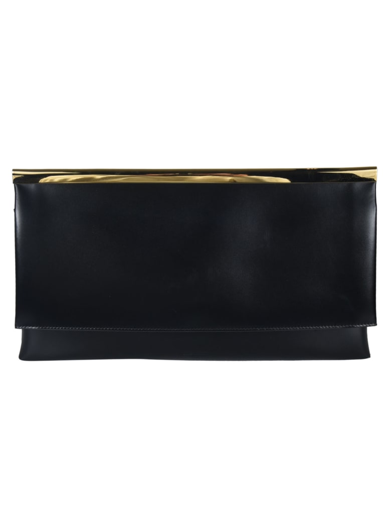 Jil Sander Rectangular Logo Clutch - BLACK