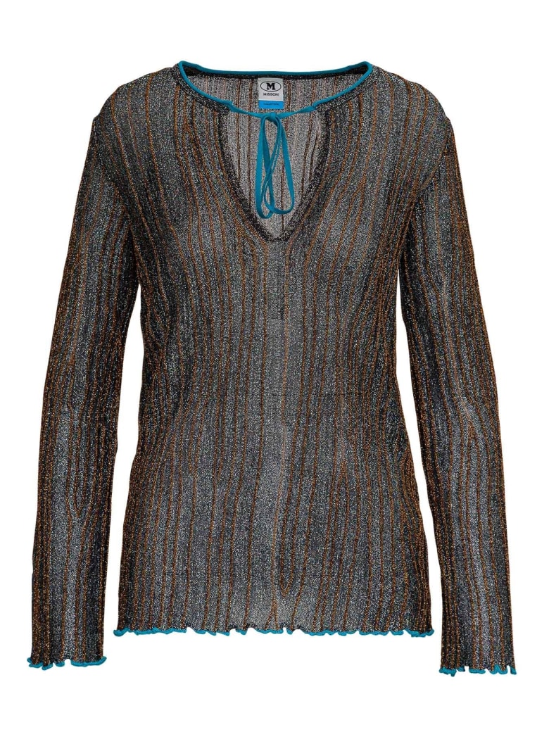 M Missoni Viscose Blend Lurex Sweater - Blu