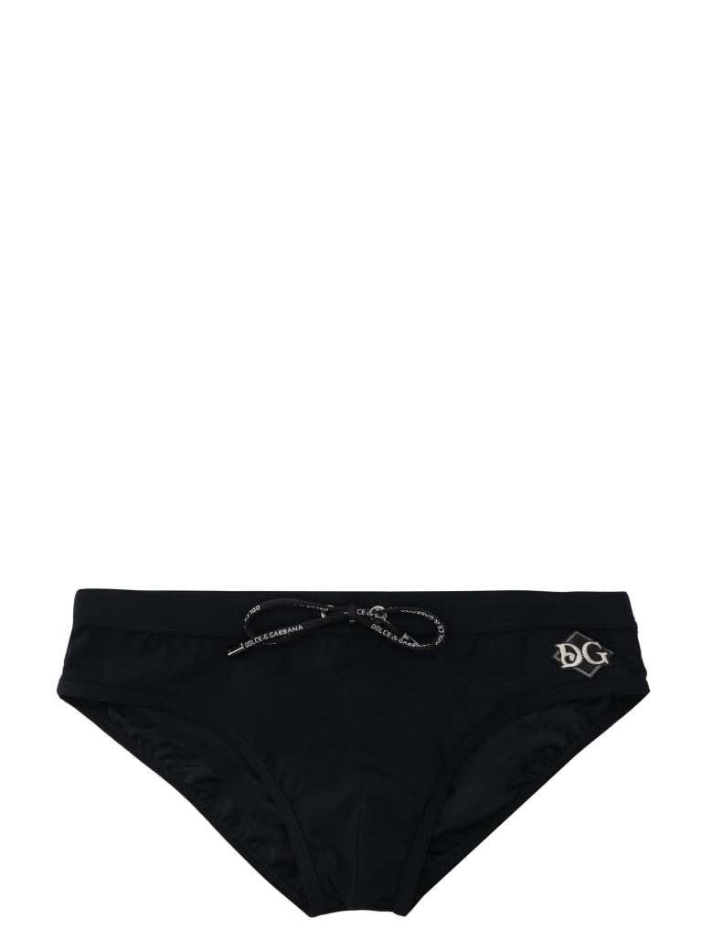 Dolce & Gabbana Logo Print Swim Briefs - black