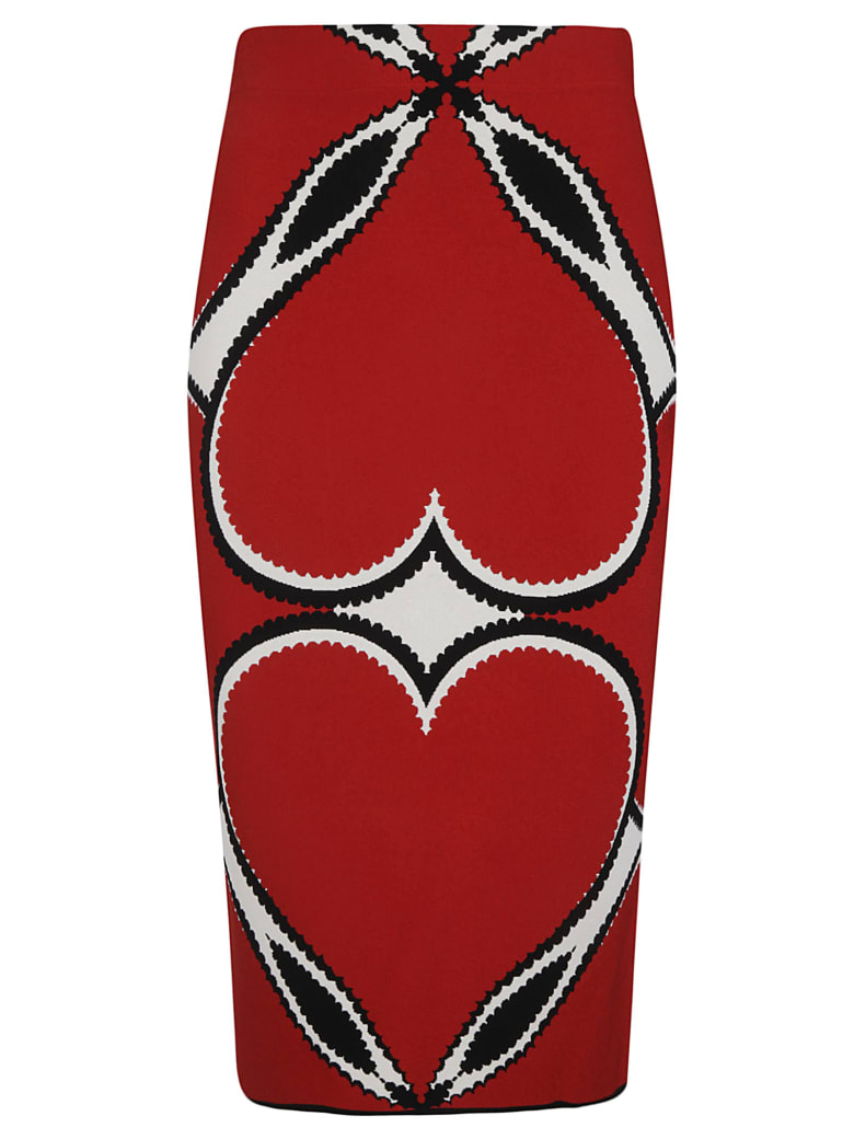 Alexander McQueen Heart Patterned Skirt - Rosso