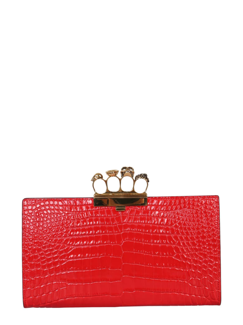 Alexander McQueen Skull Four-ring Flat Pouch - ROSSO