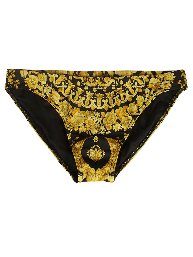 Versace Flower Print Panties - Black/Yellow