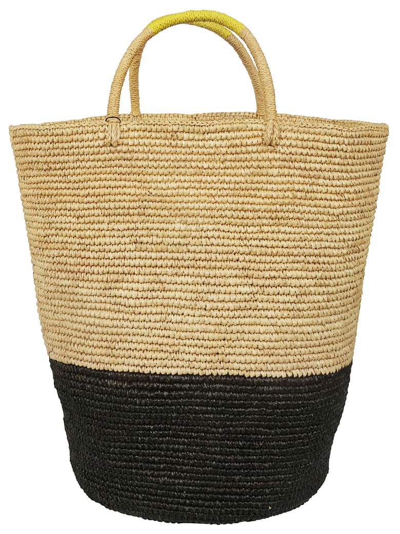 Sensi Studio Weaved Classic Tote - Yellow/Caramel/Black