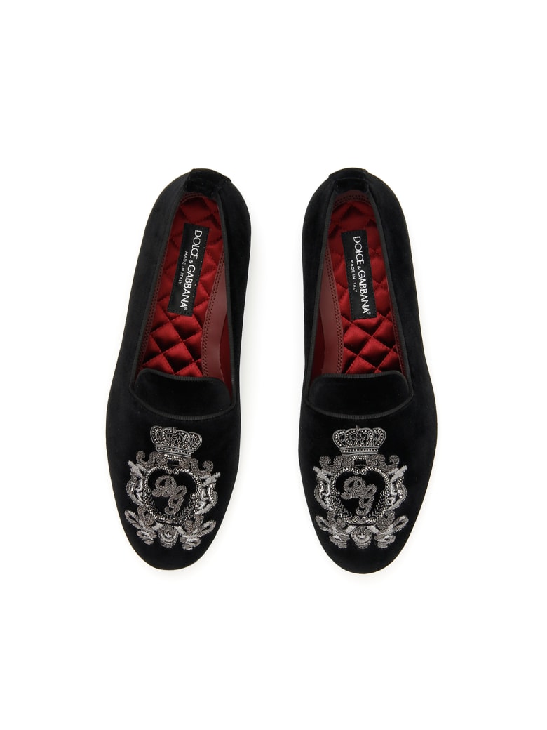 Dolce & Gabbana Dolce & Gabbana Vaticano Velvet Slippers - NERO CANNA ...
