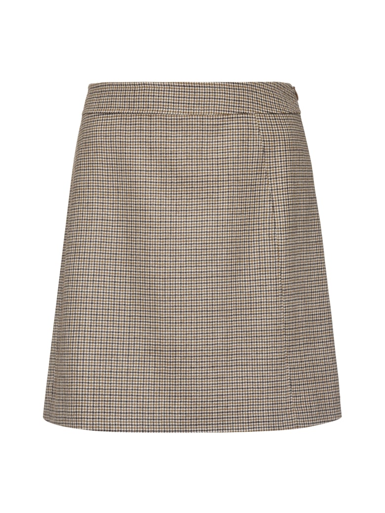 A.P.C. Sonia Checked Wool Mini Skirt - Beige