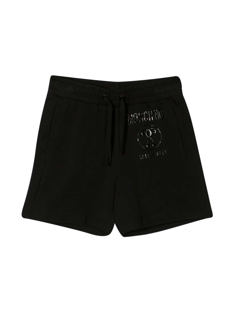 Moschino Black Teen Bermuda With Logo - Nero