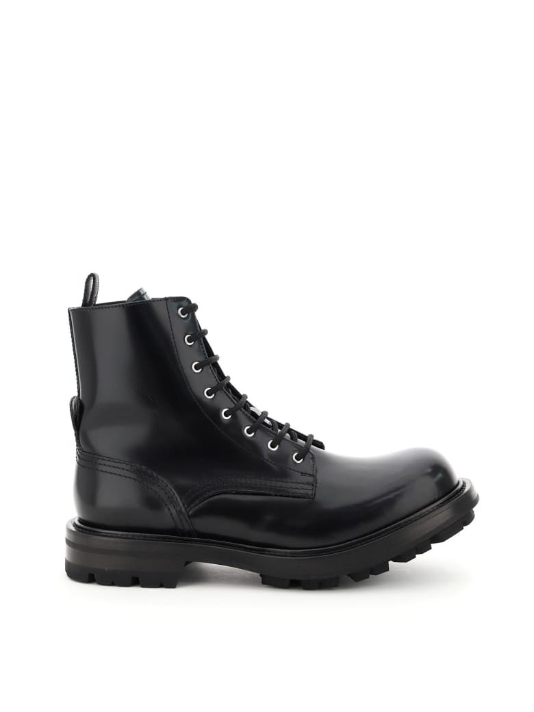 Alexander McQueen Worker Leather Boots - BLACK