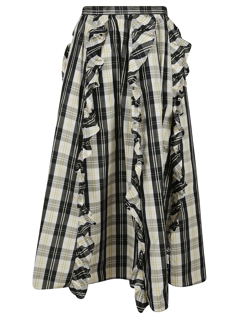 RED Valentino Ruffle Applique Checked Skirt - White/Black