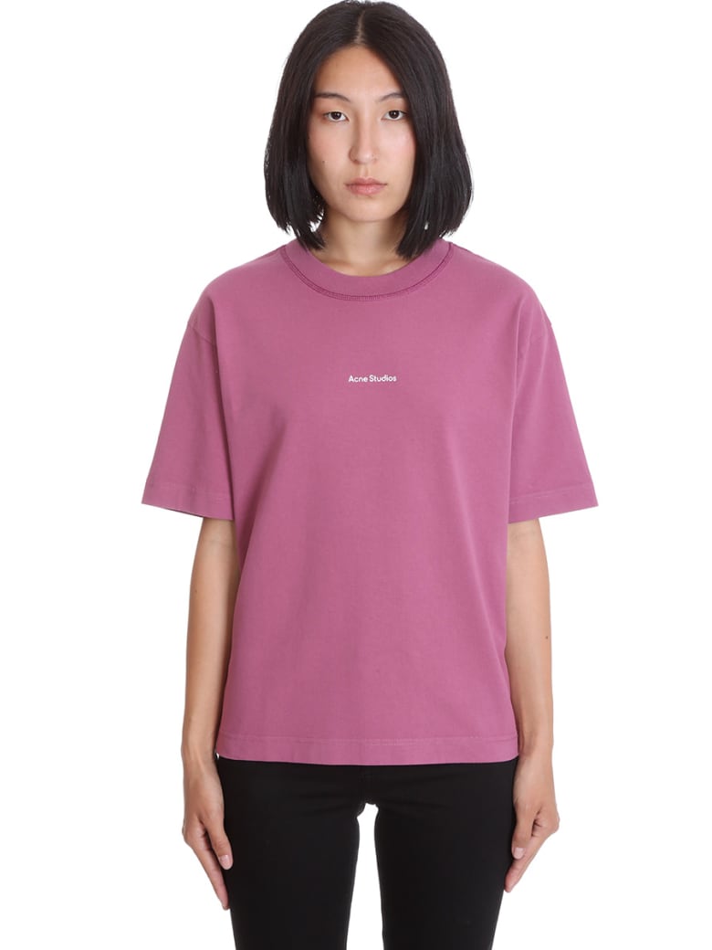 Acne Studios Edie Stamp T-shirt In Viola Cotton - Viola