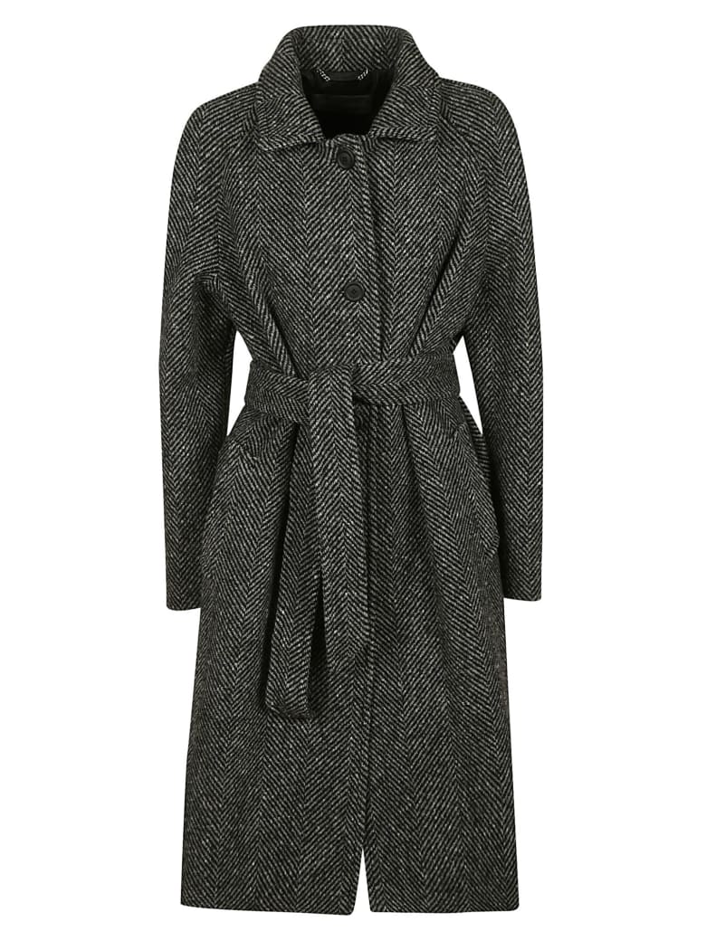 Alberta Ferretti Tie-waist Patterned Coat - Grey