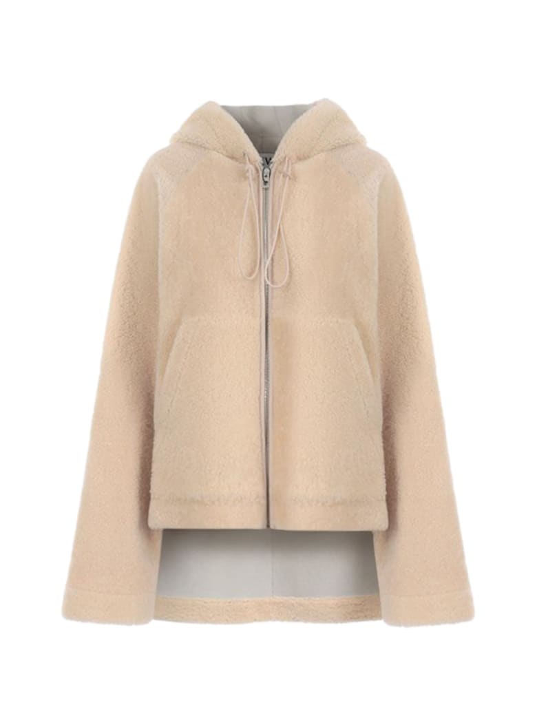 Loewe Hooded Zip Shearling - Cream Blue Purple
